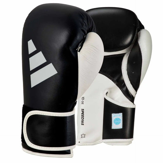 Adidas Wettkampf Boxhandschuhe SPEED 165 Schwarz/Weiß Leder 10oz
