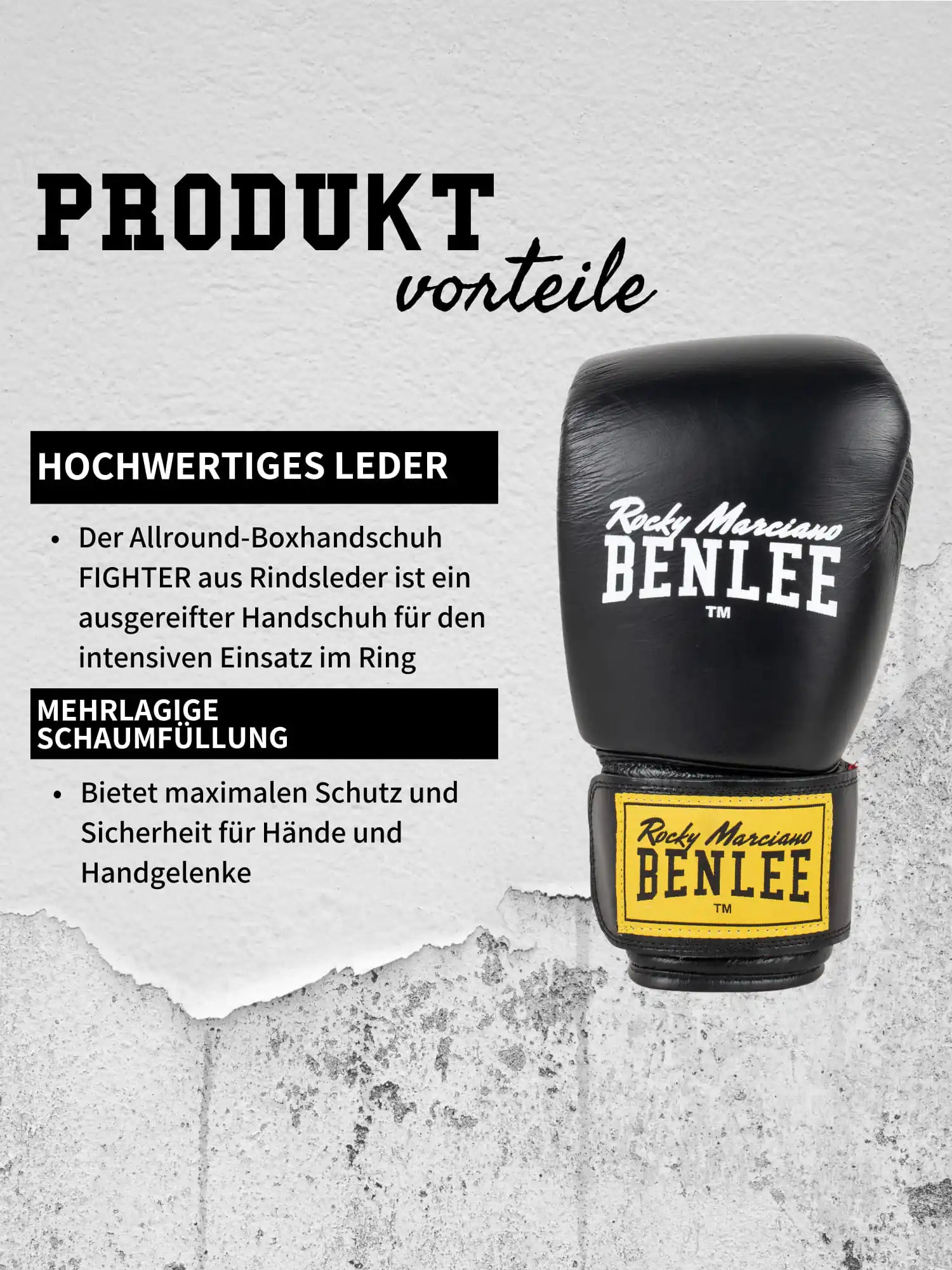 BENLEE Rocky Marciano Boxhandschuhe Fighter Schwarz