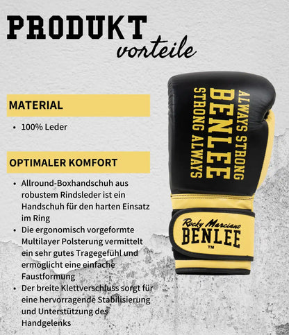 BENLEE Rocky Marciano Boxhandschuhe Hardwood - Schwarz/Gelb