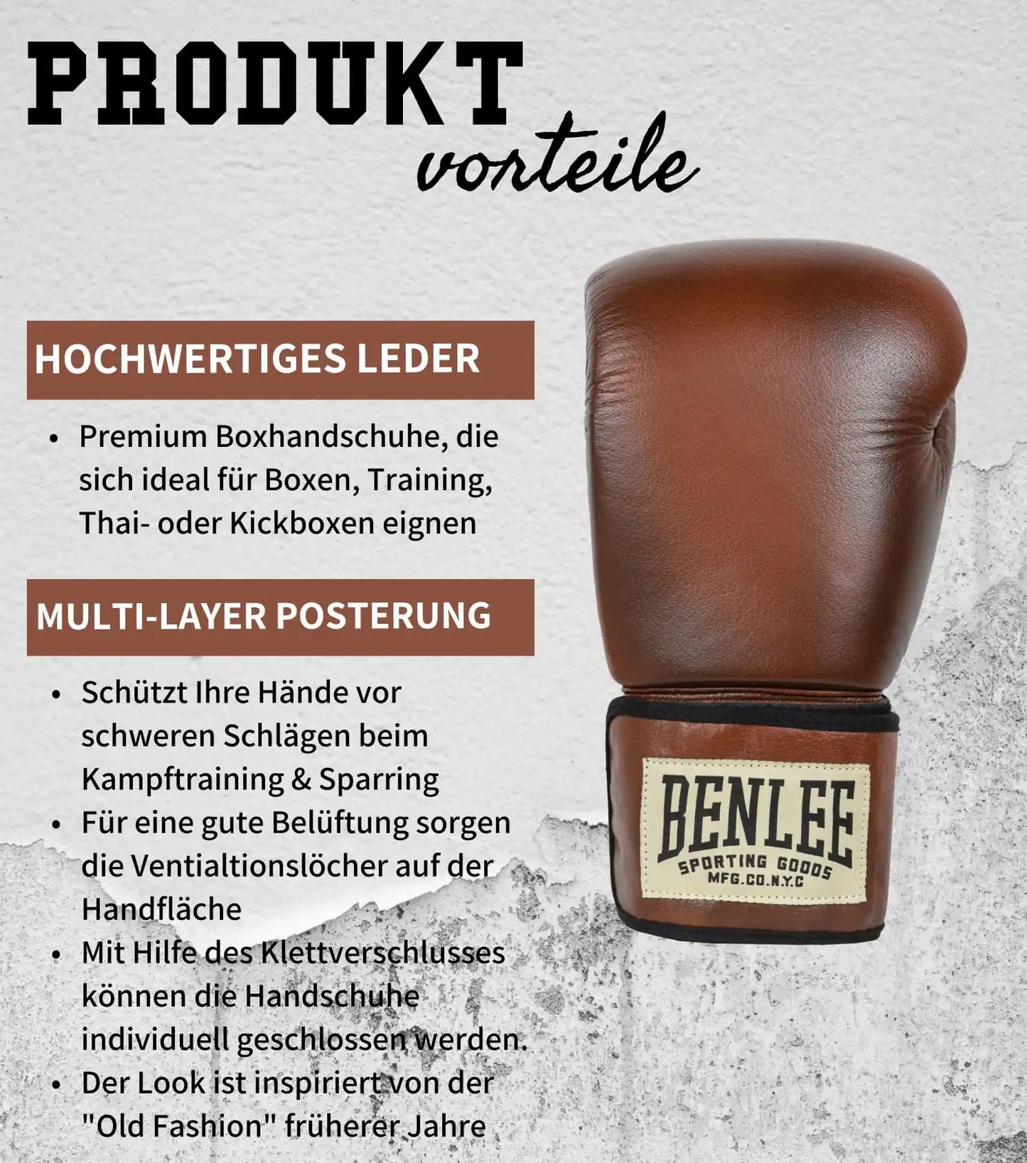 BENLEE Rocky Marciano Boxhandschuhe Premium Vintage - Leder