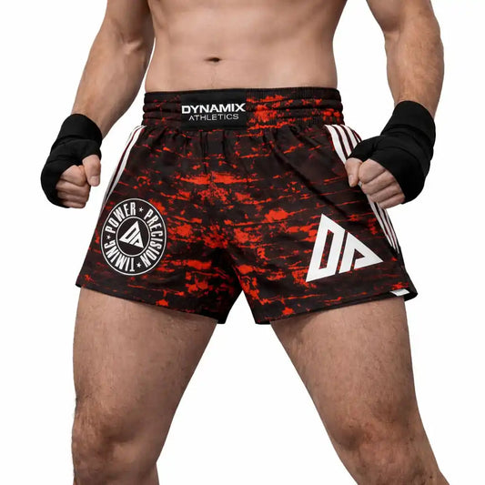 Dynamix Athletics Kickboxing Shorts Lava Schwarz/Rot