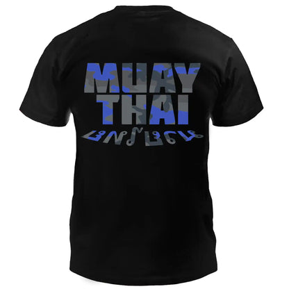 Dynamix Athletics T-Shirt Muay Thai Fight Schwarz/Camo Blau
