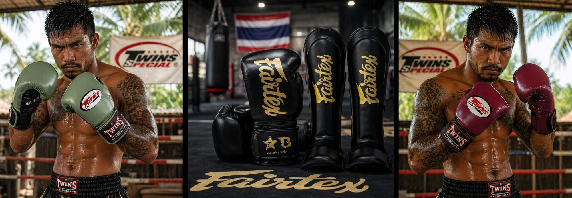 Kampfsport Shop Banner mit 2 Kämpfern mit Boxhandschuhen