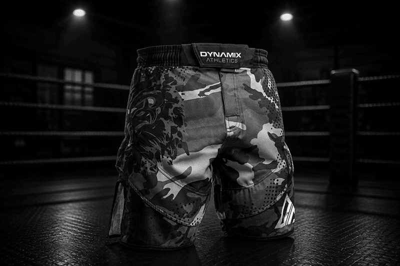 Eine MMA Shorts in einem Boxring