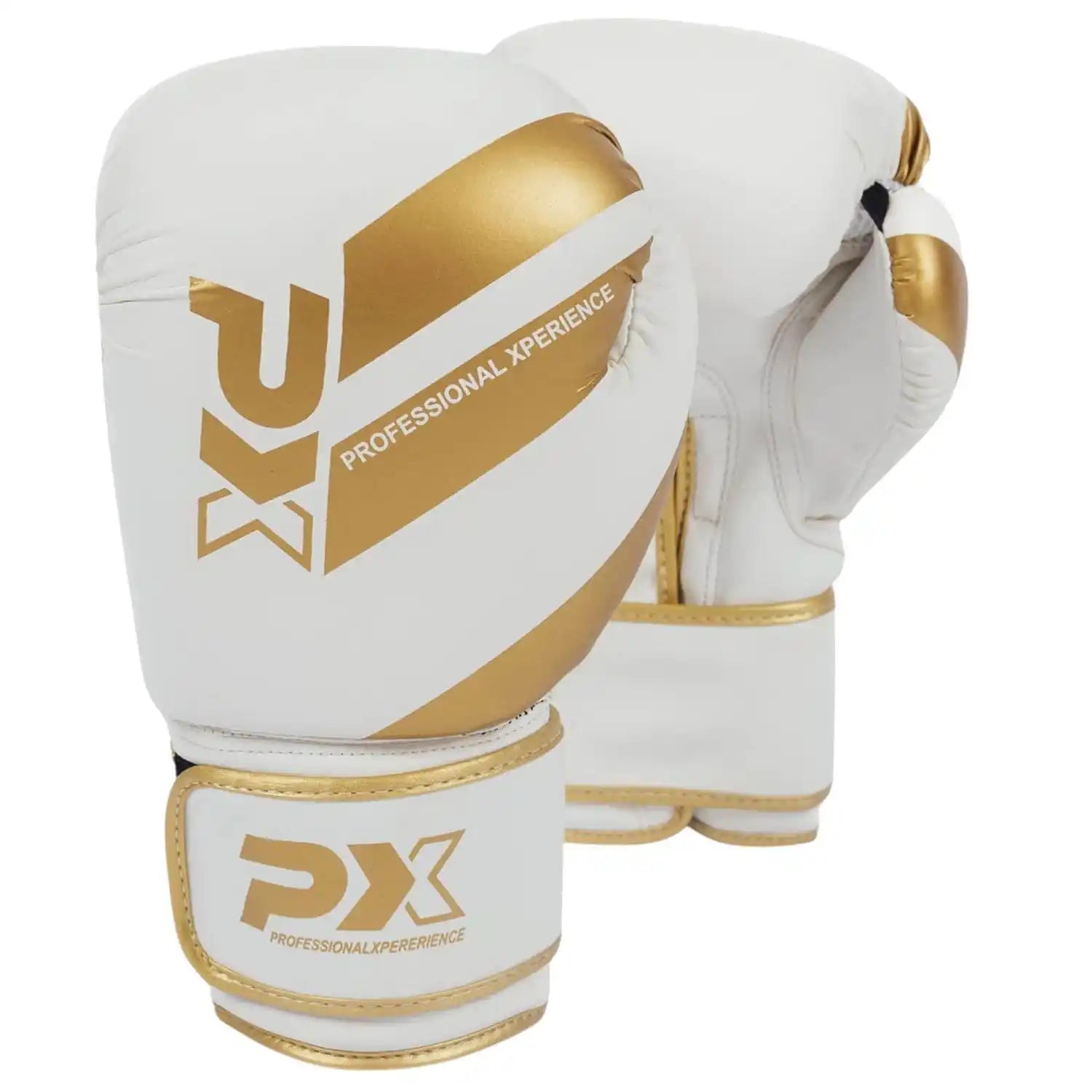 PX Boxhandschuhe Kunstleder Weiß/Gold