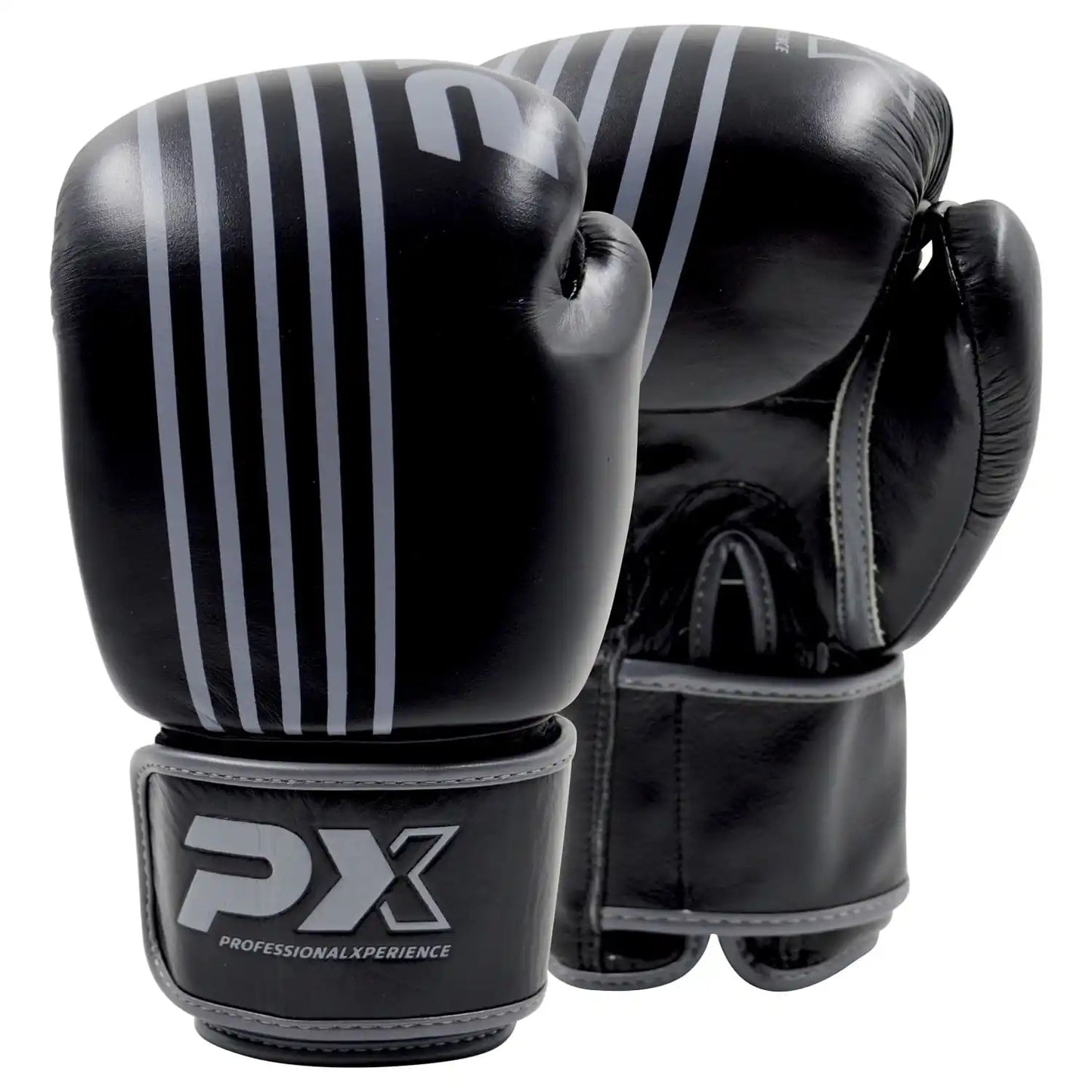 PX Boxhandschuhe Schwarz/Grau Leder