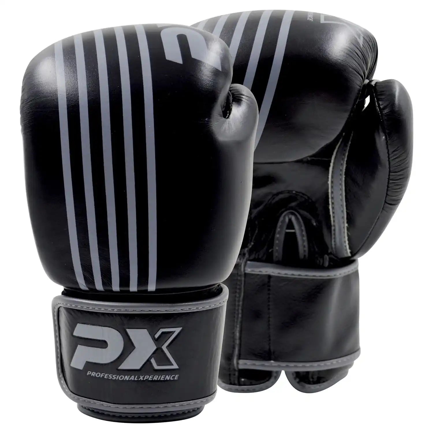 PX Boxhandschuhe Schwarz/Grau Leder