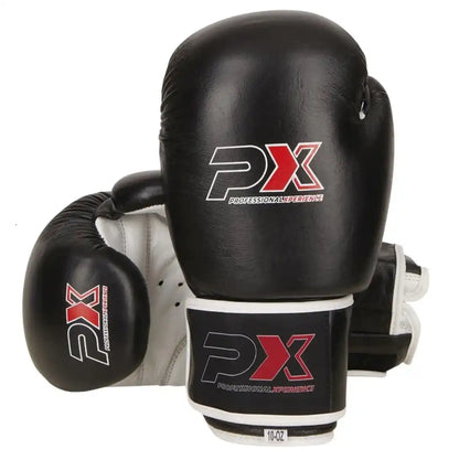 PX Boxhandschuhe Schwarz/Weiß Leder