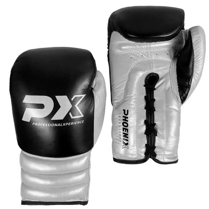 PX Boxhandschuhe Wettkampf Leder - Schwarz