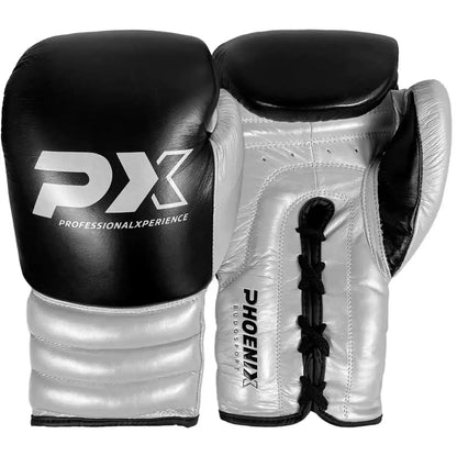 PX Boxhandschuhe Wettkampf Leder - Schwarz