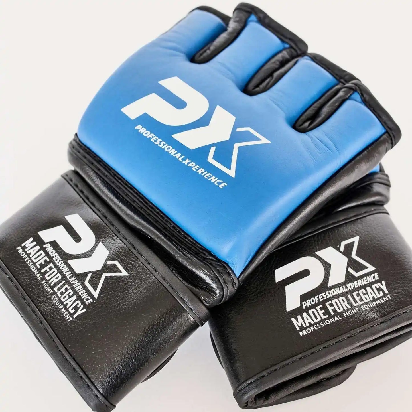 PX MMA Handschuhe Schwarz/Blau Leder