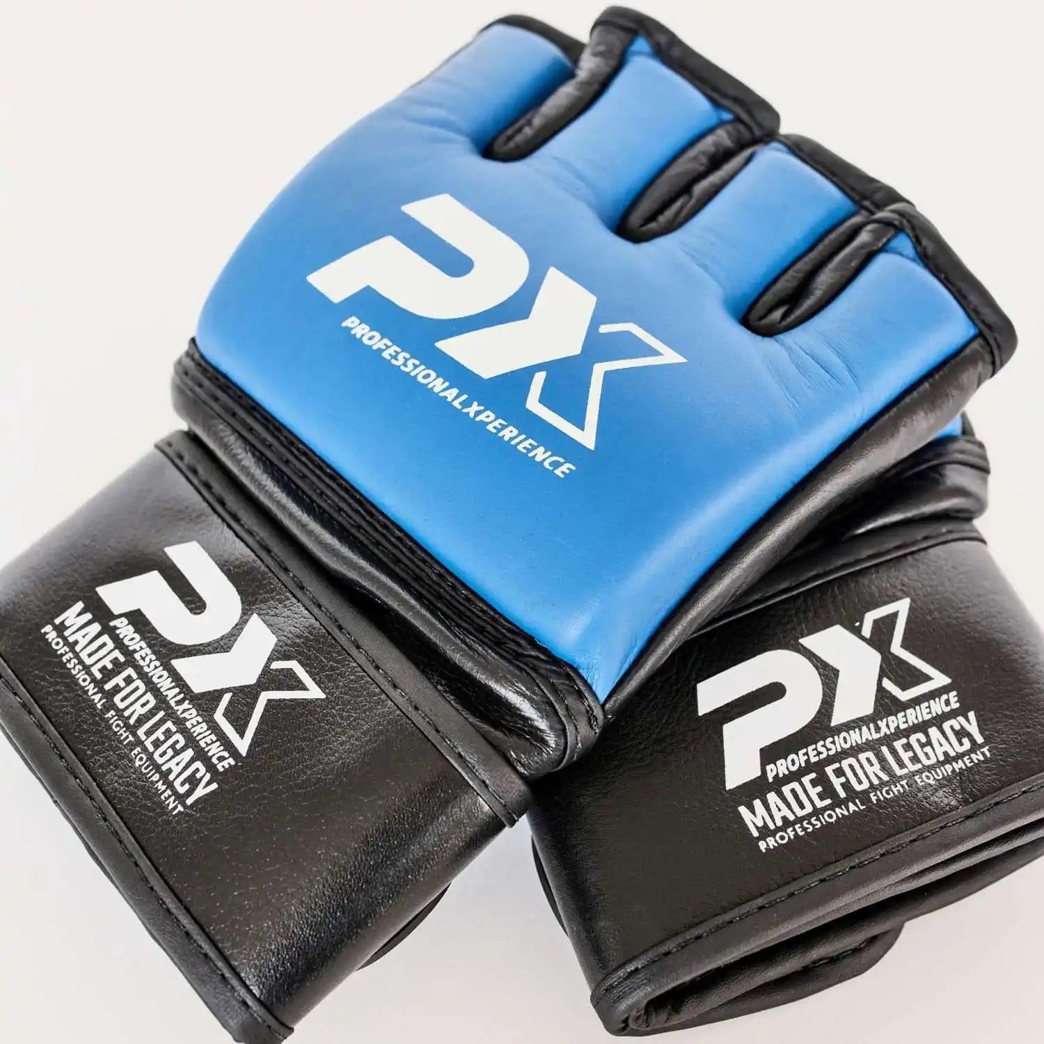 PX MMA Handschuhe Schwarz/Blau Leder