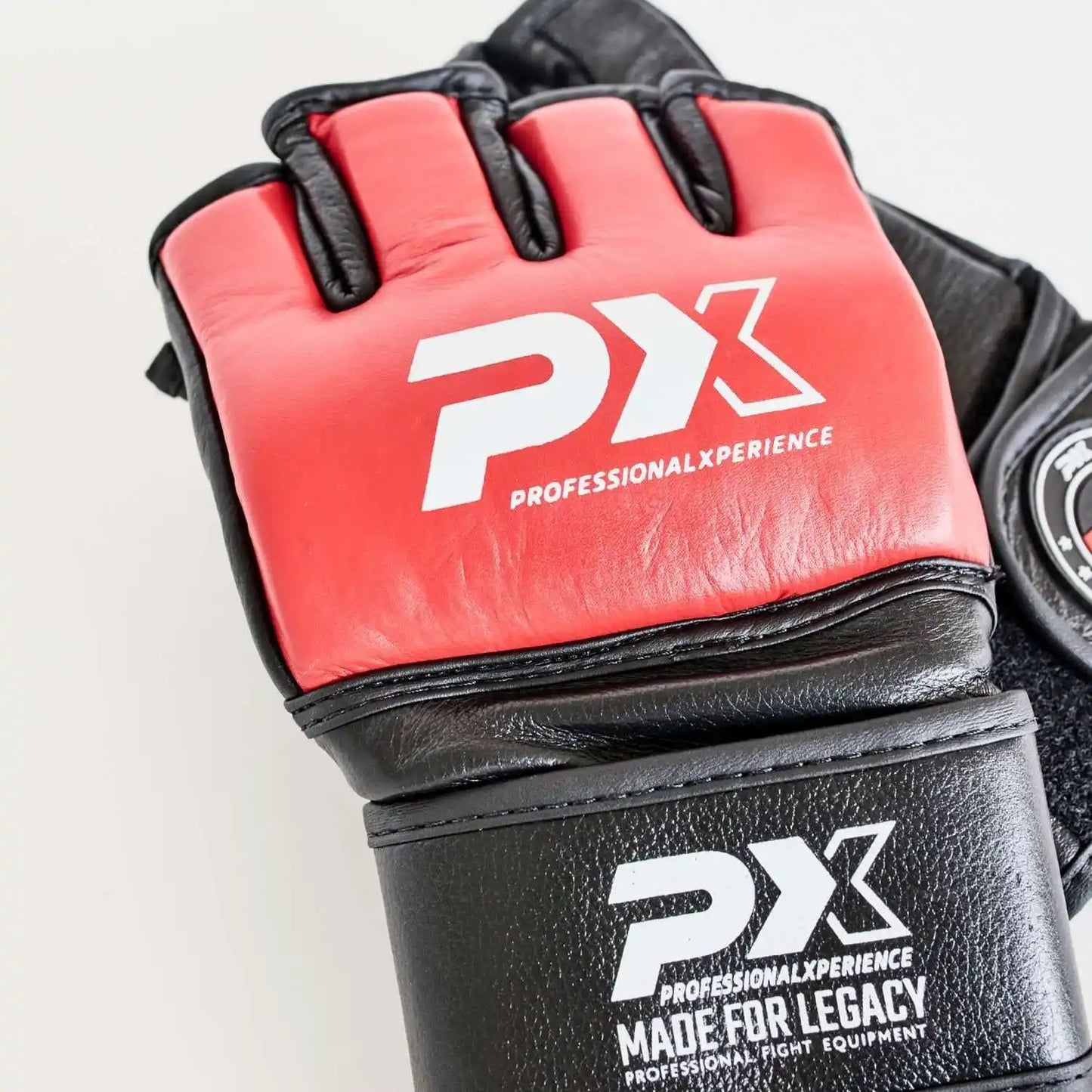 PX MMA Handschuhe Schwarz/Rot Leder