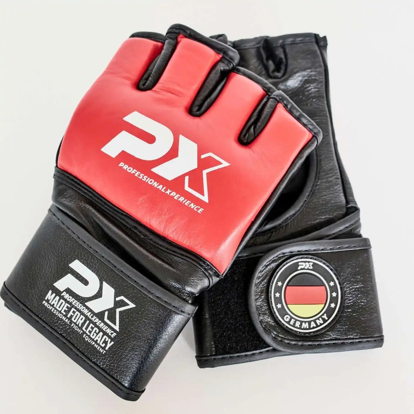 PX MMA Handschuhe Schwarz/Rot Leder