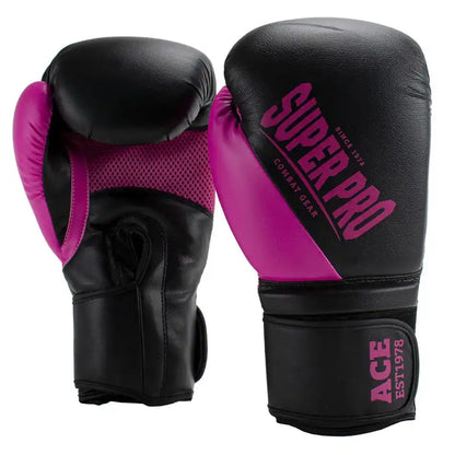 Super Pro Boxhandschuhe ACE Schwarz/Pink