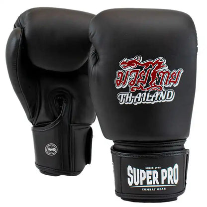 Super Pro Boxhandschuhe Thai Pattaya Schwarz