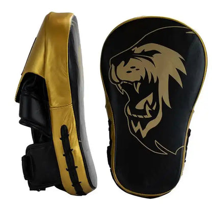 Super Pro Handpratzen Curved Long Leder Schwarz/Gold
