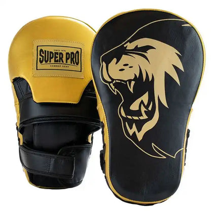 Super Pro Handpratzen Curved Long Leder Schwarz/Gold