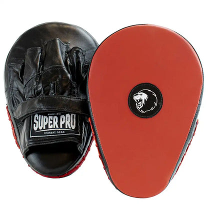 Super Pro Handpratzen Hook&Jab Schwarz/Rot Leder
