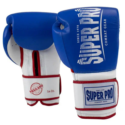 Super Pro Thai Boxhandschuhe Stripes Blau