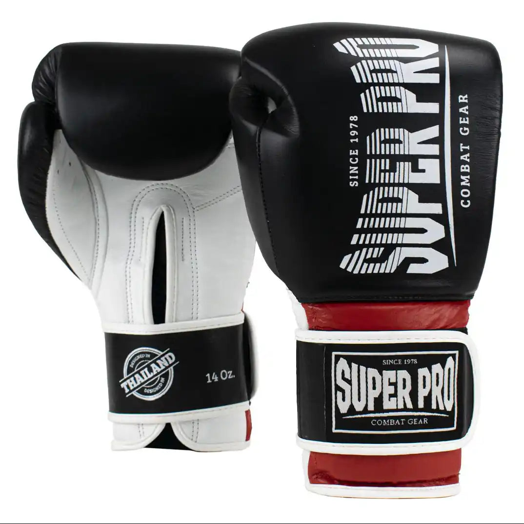 Super Pro Thai Boxhandschuhe Stripes Schwarz