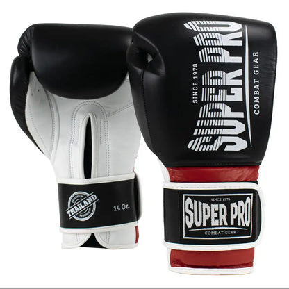 Super Pro Thai Boxhandschuhe Stripes Schwarz