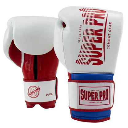 Super Pro Thai Boxhandschuhe Stripes Weiß