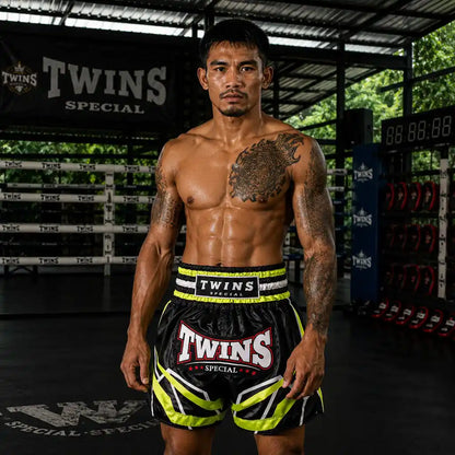 Twins Muay Thai Shorts TTBL Racing Schwarz/Grün